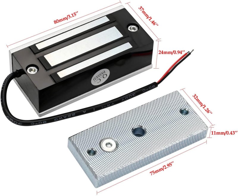 YANWIN Electromagnetic Lock 150LBS 60KG Holding Force Electric Magnetic Door Lock 12V Fail Safe NC Mode for Access Control System - Image 5